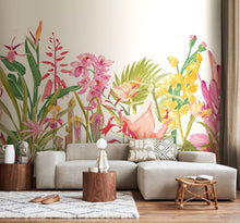 MUR423M Tropical Foliage Rose Pink Mural Medium by Origin Murals