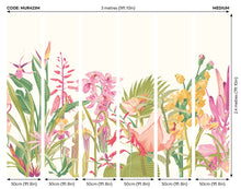 MUR423M Tropical Foliage Rose Pink Mural Medium by Origin Murals
