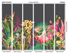 MUR424M Tropical Foliage Charcoal And Ruby Mural Medium by Origin Murals