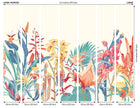 MUR425L Tropical Foliage Petrol And Coral Mural Large by Origin Murals