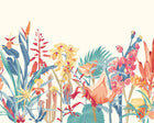 MUR425L Tropical Foliage Petrol And Coral Mural Large by Origin Murals