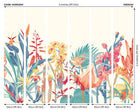 MUR425M Tropical Foliage Petrol And Coral Mural Medium by Origin Murals