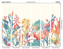 MUR425M Tropical Foliage Petrol And Coral Mural Medium by Origin Murals
