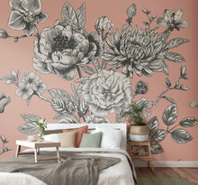MUR426L Large Rose Toile Blush Mural Large by Origin Murals