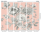 MUR426M Large Rose Toile Blush Mural Medium by Origin Murals