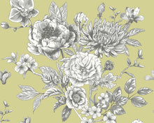 MUR428M Large Rose Toile Apple Green Mural Medium by Origin Murals