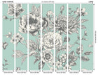 MUR429L Large Rose Toile Seafoam Mural Large by Origin Murals