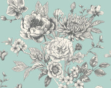 MUR429M Large Rose Toile Seafoam Mural Medium by Origin Murals