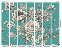 MUR430L Large Rose Toile Teal Blue Mural Large by Origin Murals