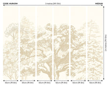 MUR431M Etched Trees Parchment Mural Medium by Origin Murals