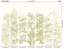 MUR432L Etched Trees Apple Green Mural Large by Origin Murals