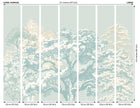 MUR433L Etched Trees Duck Egg Blue Mural Large by Origin Murals