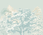 MUR433M Etched Trees Duck Egg Blue Mural Medium by Origin Murals