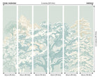 MUR433M Etched Trees Duck Egg Blue Mural Medium by Origin Murals