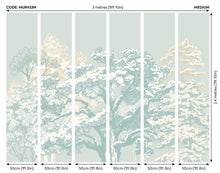MUR433M Etched Trees Duck Egg Blue Mural Medium by Origin Murals