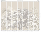 MUR434L Etched Trees Charcoal And Stone Mural Large by Origin Murals