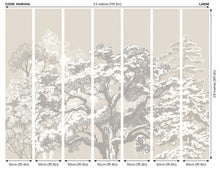 MUR434L Etched Trees Charcoal And Stone Mural Large by Origin Murals