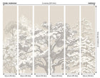MUR434M Etched Trees Charcoal And Stone Mural Medium by Origin Murals