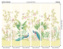 MUR435M Peacock Garden Apple And Rose Mural Medium by Origin Murals
