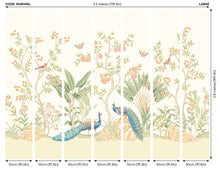 MUR436L Peacock Garden Sage And Apricot Mural Large by Origin Murals