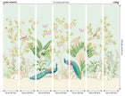 MUR437L Peacock Garden Duck Egg And Rose Mural Large by Origin Murals