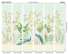MUR437M Peacock Garden Duck Egg And Rose Mural Medium by Origin Murals