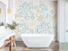 MUR387M Trailing Seaweed Garden Blue And Linen Mural Medium by Origin Murals