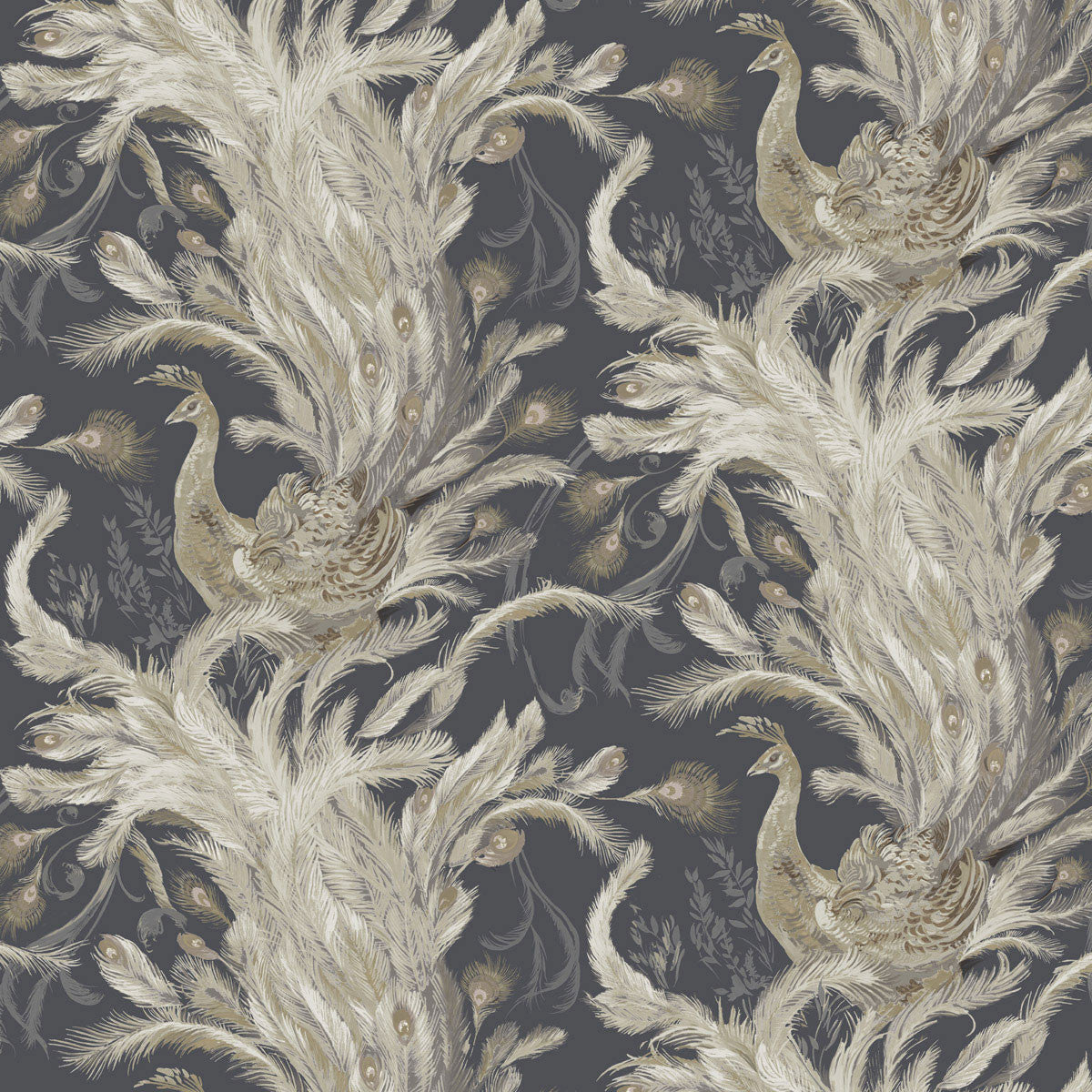 PA01615 Medici Beaded Pavone Graphite Wallpaper By Sketch Twenty 3