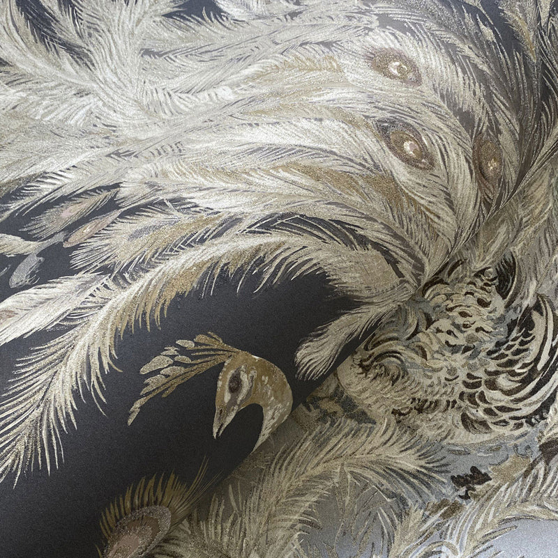 PA01615 Medici Beaded Pavone Graphite Wallpaper By Sketch Twenty 3