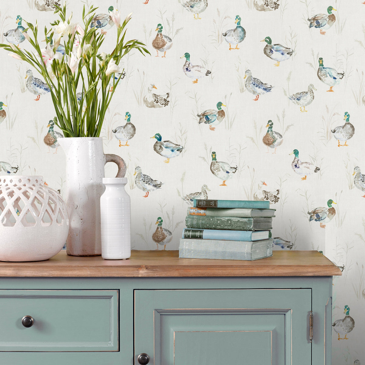 Paddling Ducks Cream Wallpaper by Voyage Maison | PADDLIN/WPO/CRE