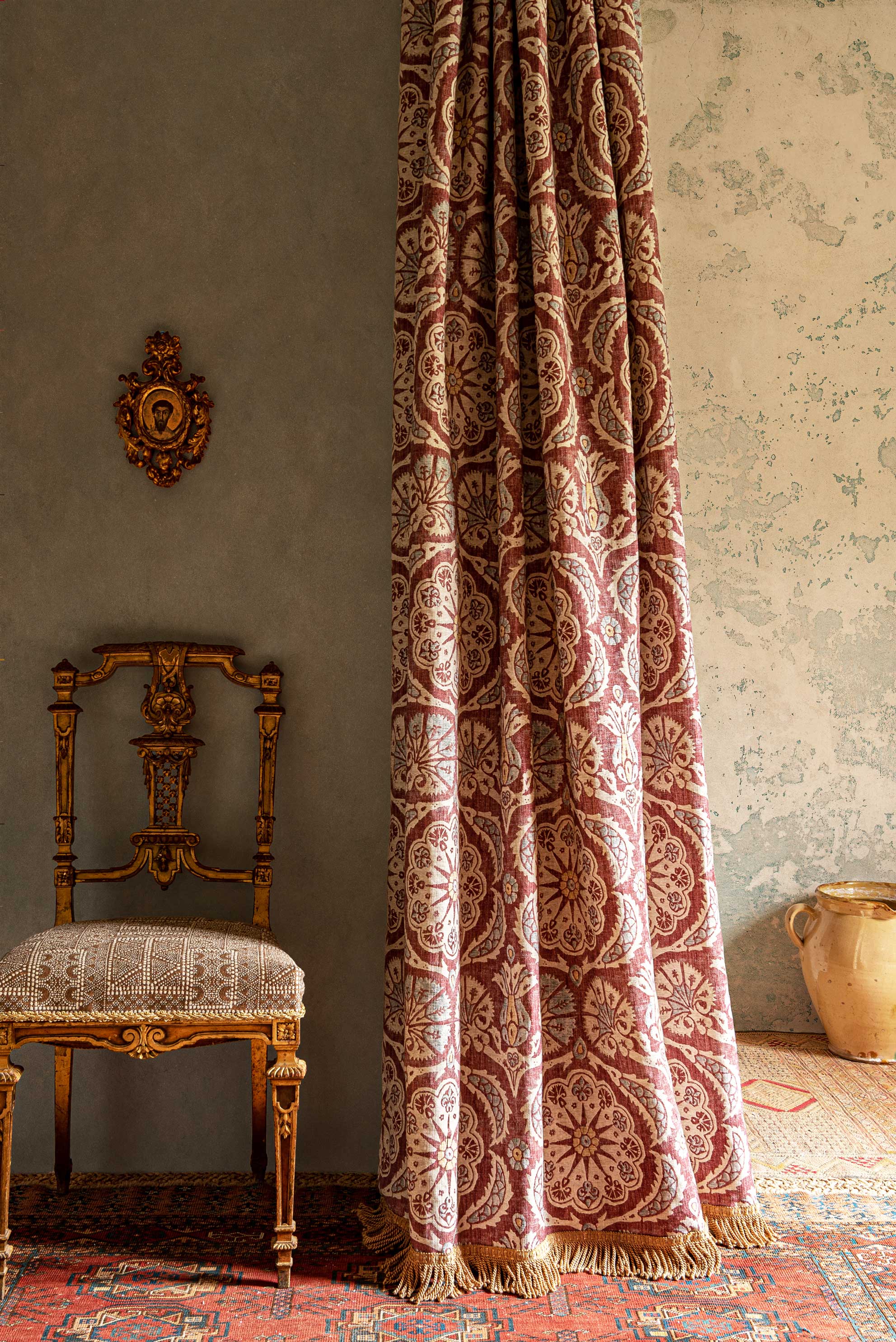 Pasha Carnation Mediterranea Fabric by Lewis & Wood