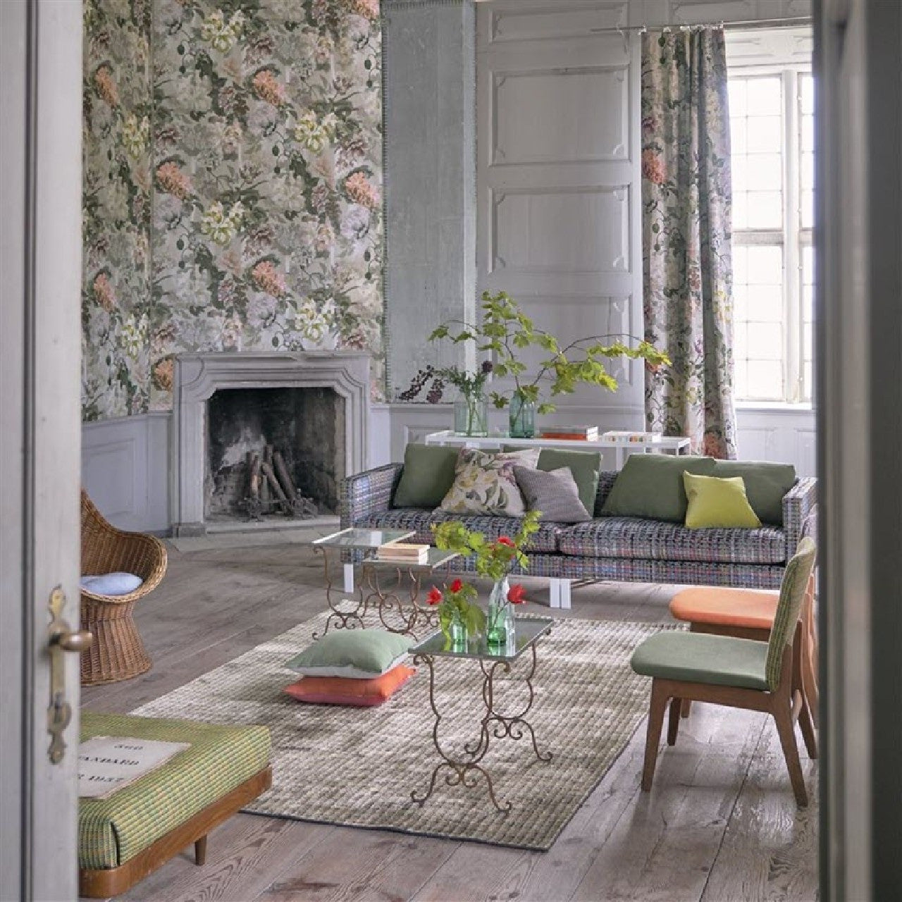 PDG1038/02 Delft Flower Grande Scenes and Murals Wallpaper By Designers Guild