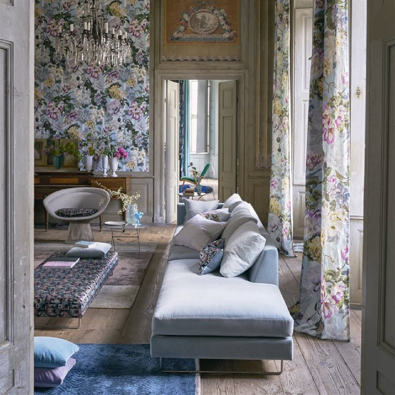 PDG1038/03 Delft Flower Grande Scenes and Murals Wallpaper By Designers Guild