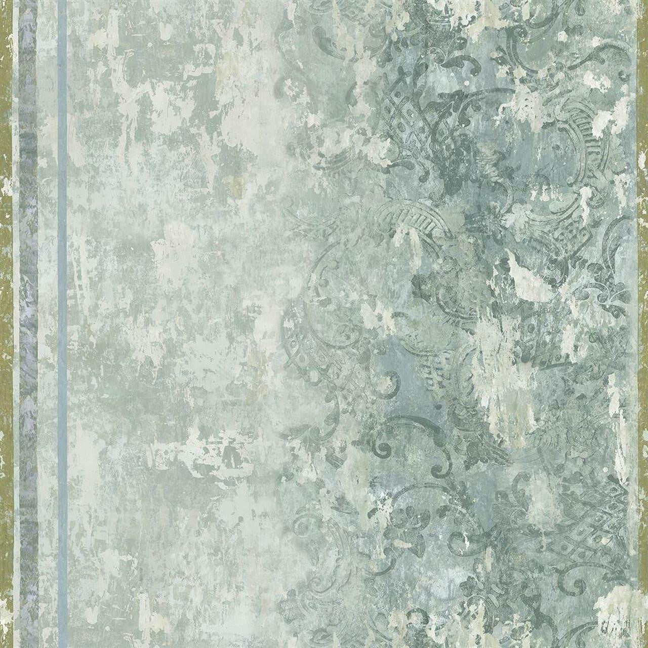 PDG1096/01 La Rotonda Foscari Fresco Scene 2 Olive Wallpaper By Designers Guild
