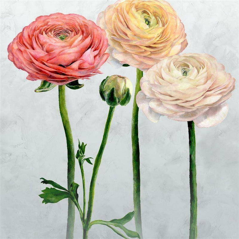 PDG1100/01 Tourangelle Scene 2 Foscari Peony Fresco Wallpaper By Designers Guild