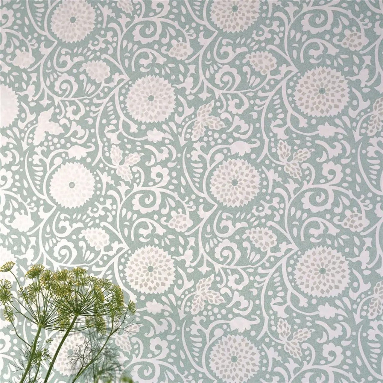 PDG1147/03 Shaqui Porcelaine De Chine Eau de Nil Wallpaper by Designers Guild
