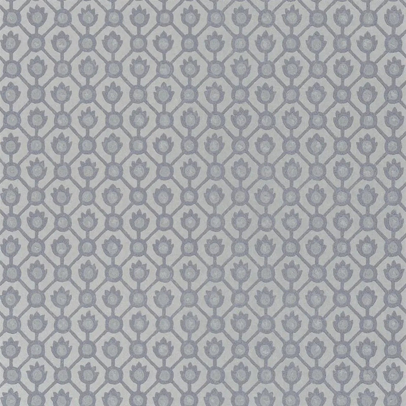 PDG1150/04 Jaal Porcelaine De Chine Platinum Wallpaper by Designers Guild