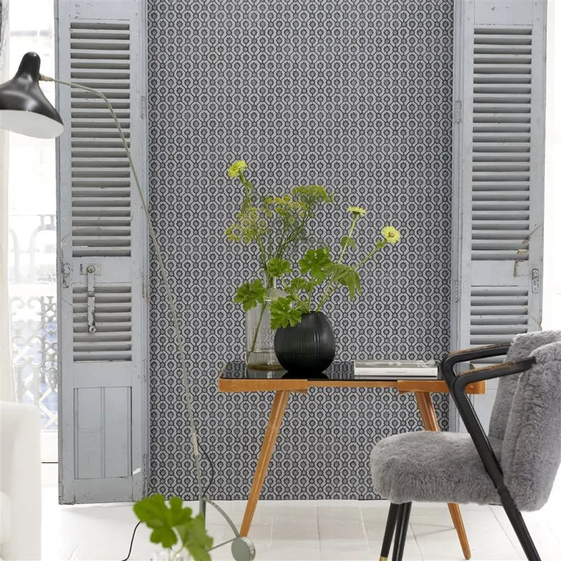PDG1150/05 Jaal Porcelaine De Chine Graphite Wallpaper by Designers Guild