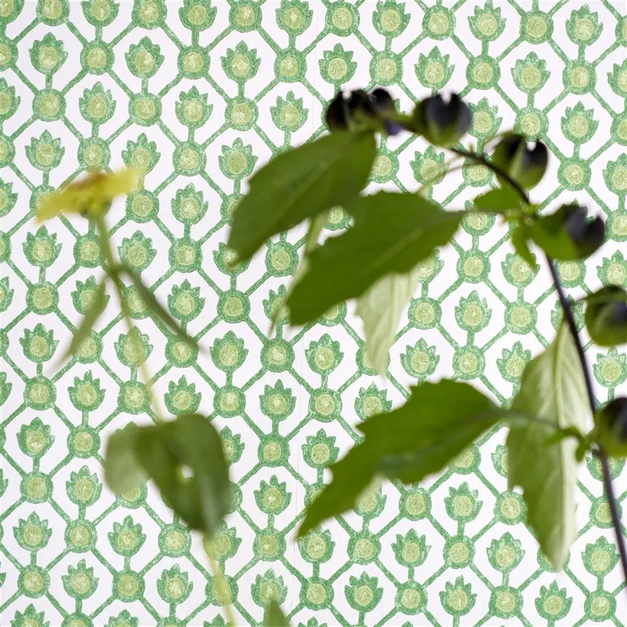 PDG1150/06 Jaal Porcelaine De Chine Emerald Wallpaper by Designers Guild