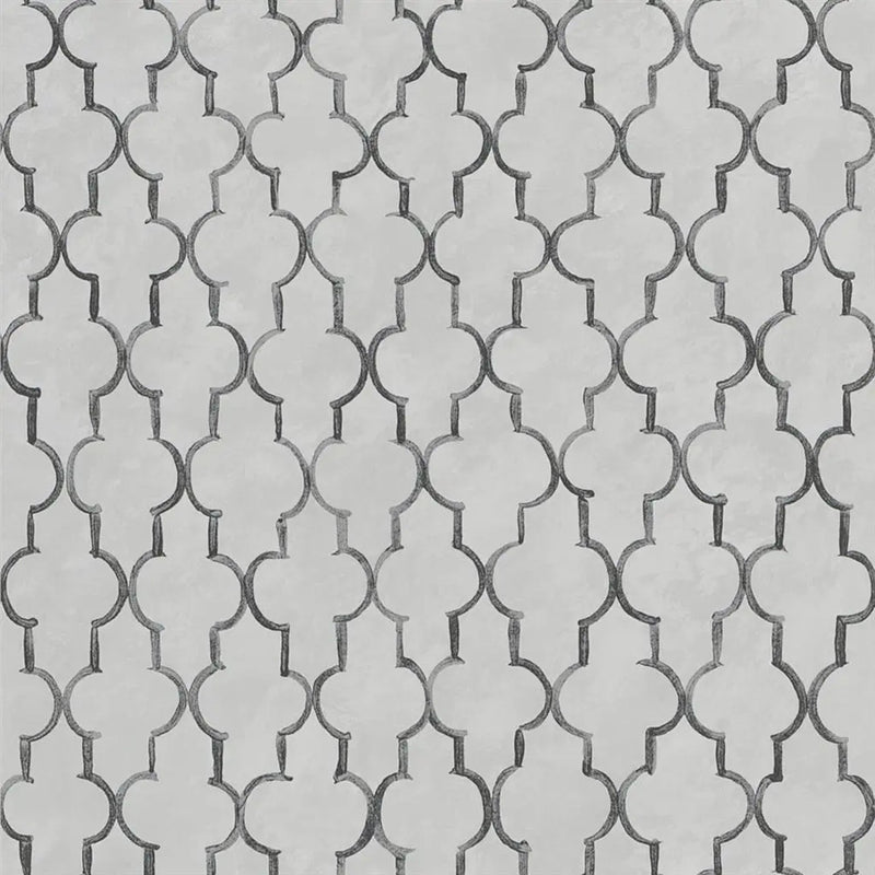 PDG1151/01 Pergola Trellis Porcelaine De Chine Graphite Wallpaper by Designers Guild