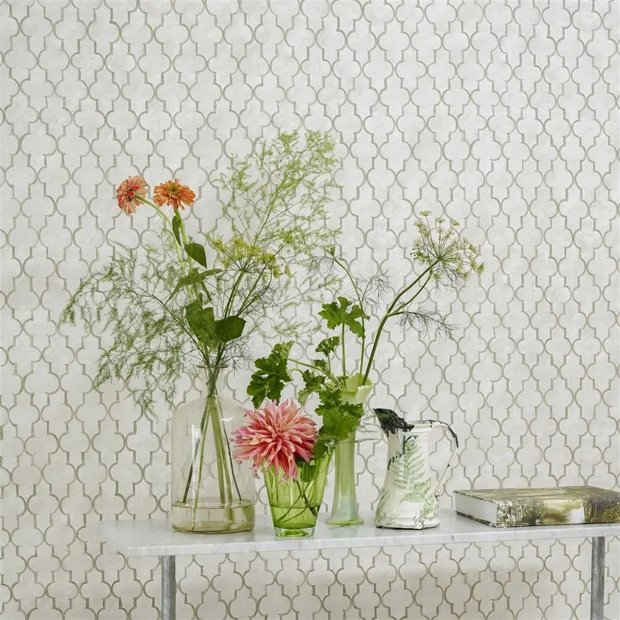 PDG1151/03 Pergola Trellis Porcelaine De Chine Stone Wallpaper by Designers Guild