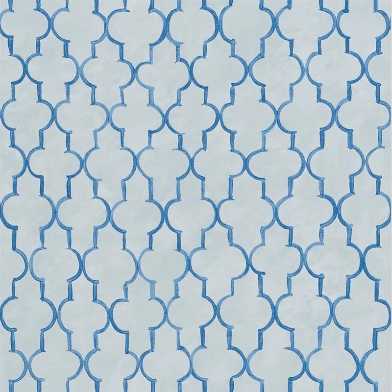 PDG1151/04 Pergola Trellis Porcelaine De Chine Cobalt Wallpaper by Designers Guild