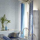 PDG1151/04 Pergola Trellis Porcelaine De Chine Cobalt Wallpaper by Designers Guild