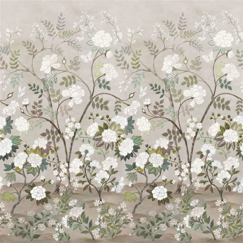 PDG1152/02 Fleur Orientale Porcelaine De Chine Pale Birch Wallpaper by Designers Guild