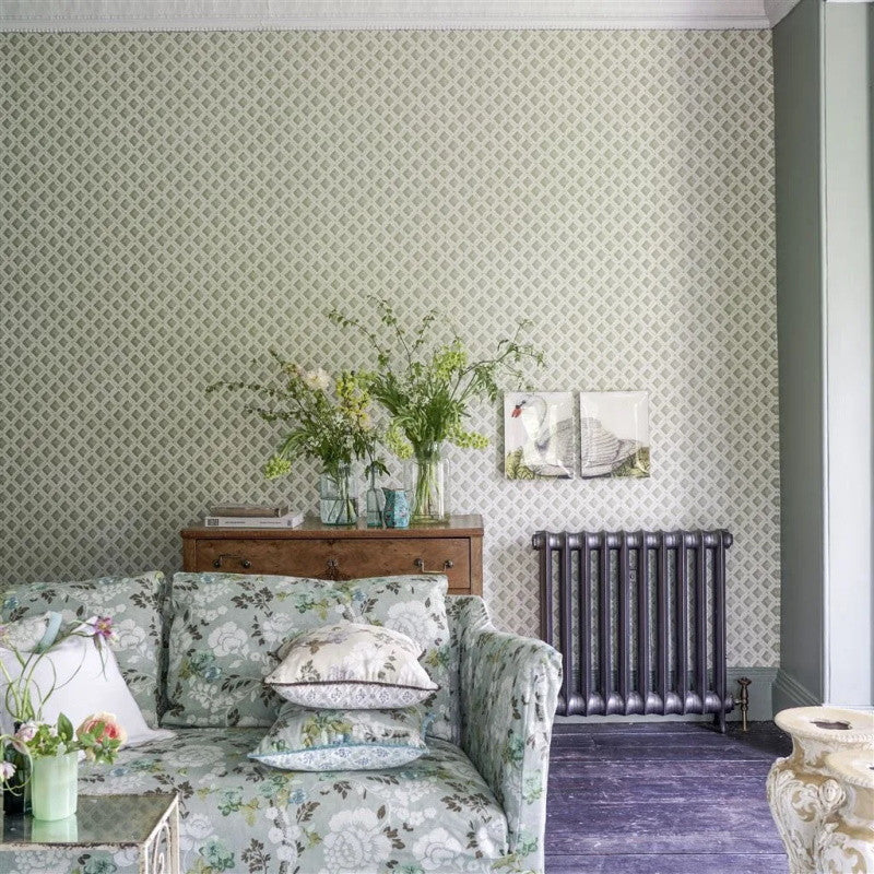 PEH0002/05 Amsee Geometric English Heritage Moss Wallpaper by Designers Guild