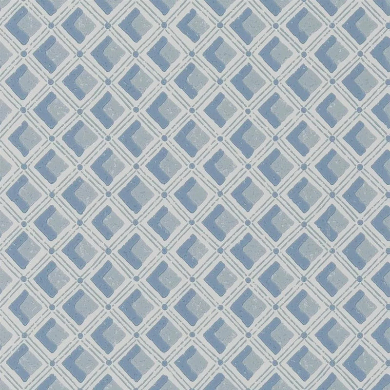 Amsee Geometric English Heritage Slate Blue Wallpaper by Designers Guild