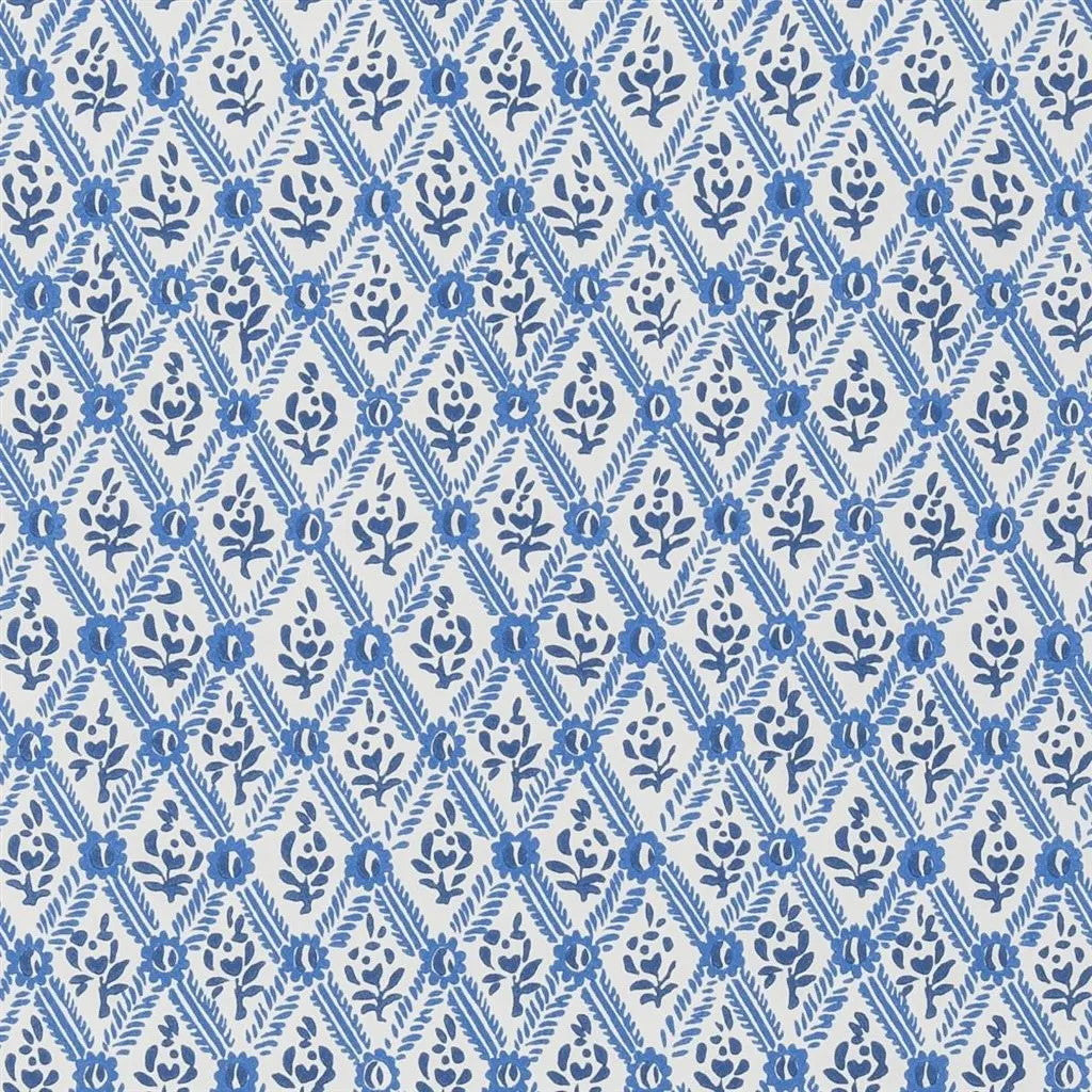 PEH0003/06 St John Street Trellis English Heritage Woad Wallpaper by Designers Guild