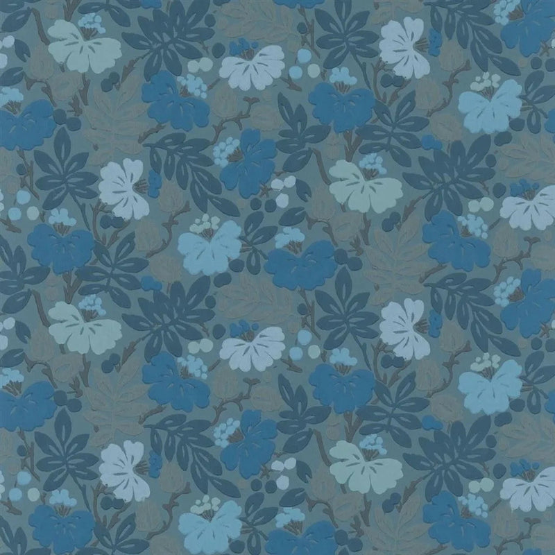 PEH0005/03 Carlisle Fauna English Heritage Woad Wallpaper by Designers Guild
