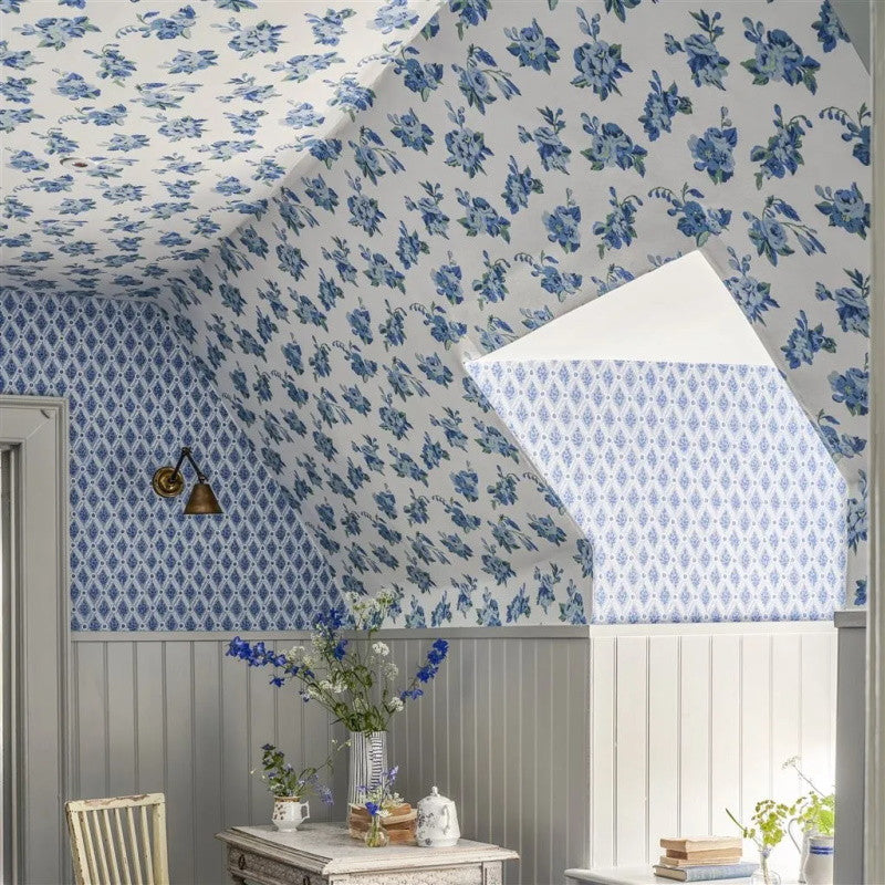 PEH0006/03 Craven Street Flower English Heritage Delft Wallpaper by Designers Guild