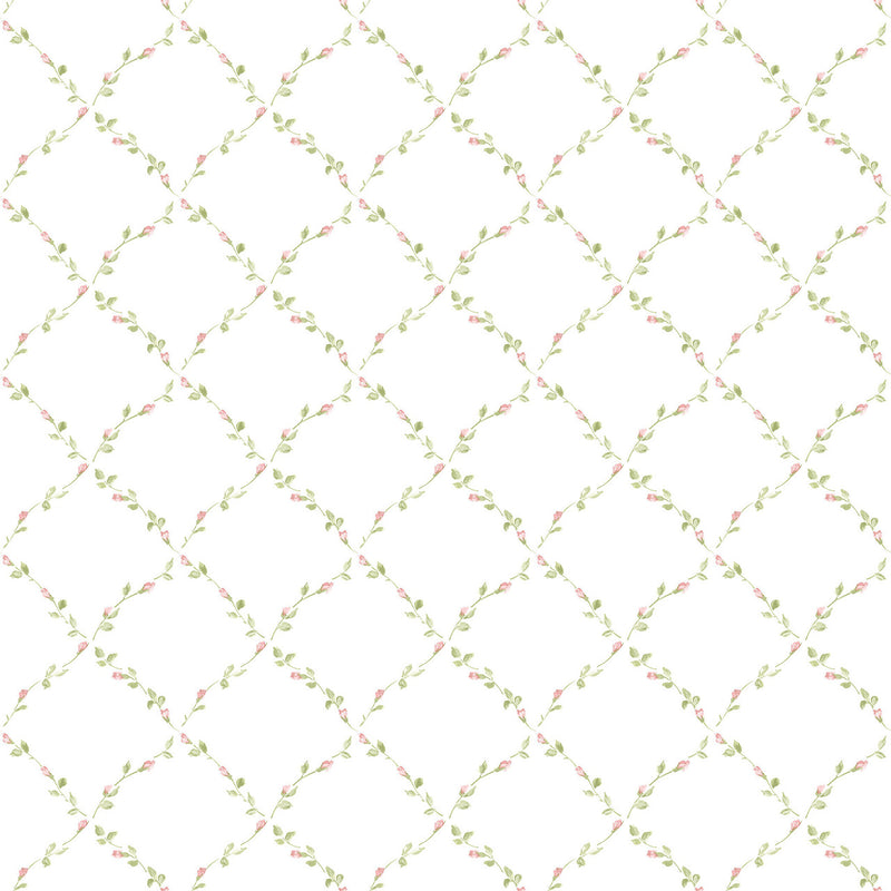 PF38134 Red Rose Trellis Pretty Prints Wallpaper By Galerie